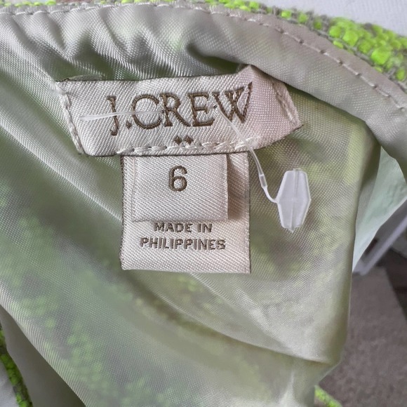 J. Crew women's size 6 Lime green w light gray tweed sleeveless BROKEN ZIPPER - Picture 7 of 8
